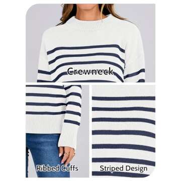 ANRABESS Women's Trendy Striped Fall Sweater Tops