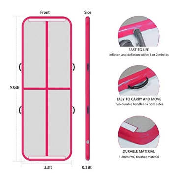 EZ GLAM Inflatable Gymnastics Tumble Track Mat - Durable & Portable