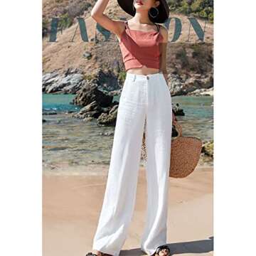 Hooever Women's Lightweight Linen Wide Leg Pants