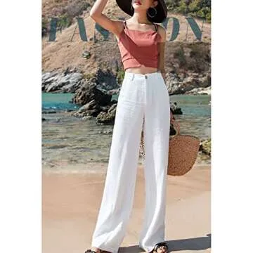 Hooever Women's Lightweight Linen Wide Leg Pants