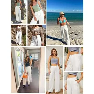 Hooever Women's Lightweight Linen Wide Leg Pants