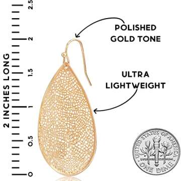 Gold Dangle Earrings For Women - Gold Leaf Earrings For Women, Womens Earrings Dangling, Dangly Earrings, Gold Drop Earrings for Women, Leaf Gold Earrings for Women Dangle, Gold-Tone Boho Earrings