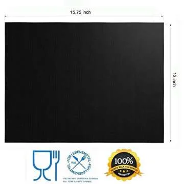 RENOOK Grill Mat Set of 6-100% Non-Stick Reusable Mats for Gas, Charcoal or Electric Grills - Easy to Clean - 15.75 x 13-Inch, Black