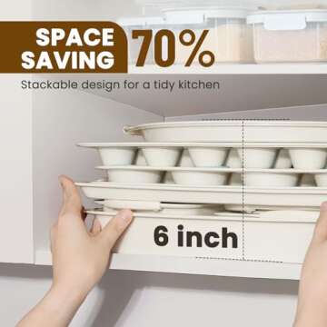 Kikcoin 22 PCS Nonstick Baking Pans Set, Stackable Bakeware Sets with Silicone Handles, 450°F Oven Safe Baking Sheet Set, Easy Release Cookie Sheets for Baking, Cream