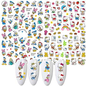 Cartoon Nail Art Stickers Cute Cartoon Nail Decals 3D Self-Adhesive Nail Art Supplies Designer Nail ...