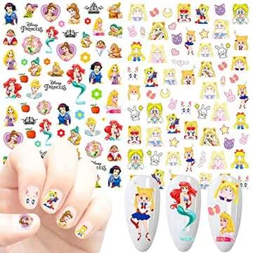 Cartoon Nail Art Stickers Cute Cartoon Nail Decals 3D Self-Adhesive Nail Art Supplies Designer Nail Stickers for Women Kids Girls Manicure Acrylic Nails Decoration Accessories 7 Sheets