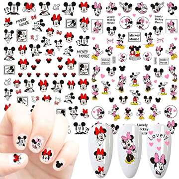 Cartoon Nail Art Stickers Cute Cartoon Nail Decals 3D Self-Adhesive Nail Art Supplies Designer Nail Stickers for Women Kids Girls Manicure Acrylic Nails Decoration Accessories 7 Sheets