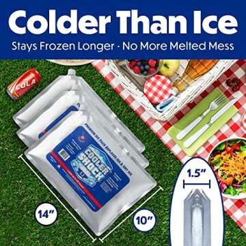 Cooler Shock Ice Packs for Cooler - Long Lasting Reusable Freezer Packs for Coolers - Cooler Ice Pac...