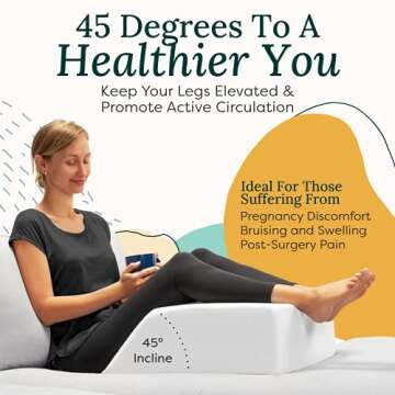 Zen Bamboo Wedge Pillows for Sleeping - Luxury Foam Leg Elevation Pillow for Leg & Back Discomfort w/ Removable Cover