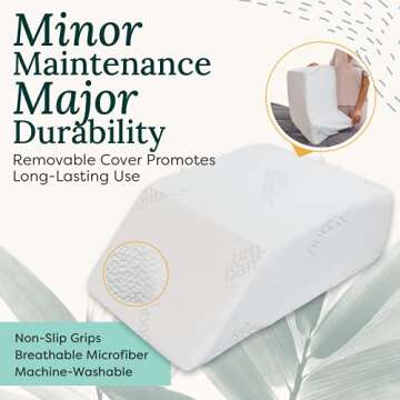 Zen Bamboo Wedge Pillows for Sleeping - Luxury Foam Leg Elevation Pillow for Leg & Back Discomfort w/ Removable Cover