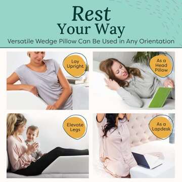 Zen Bamboo Wedge Pillows for Sleeping - Luxury Foam Leg Elevation Pillow for Leg & Back Discomfort w/ Removable Cover