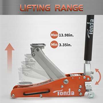 TONDA Low Profile Hydraulic Car Jack for Easy Lifting