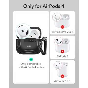 ESR Case for AirPods 4th Gen - HaloLock, USB-C, Black