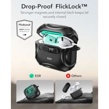 ESR Case for AirPods 4th Gen - HaloLock, USB-C, Black