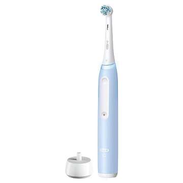 Oral-B iO Deep Clean Rechargeable Electric Powered Toothbrush, Icy Blue with iO Series 3 Limited, 2 Brush Heads and Travel Case - Pressure Sensor to Protect Gums - 3 Cleaning Settings - 2 Minute Timer