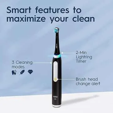 Oral-B iO Deep Clean Rechargeable Electric Powered Toothbrush, Icy Blue with iO Series 3 Limited, 2 Brush Heads and Travel Case - Pressure Sensor to Protect Gums - 3 Cleaning Settings - 2 Minute Timer