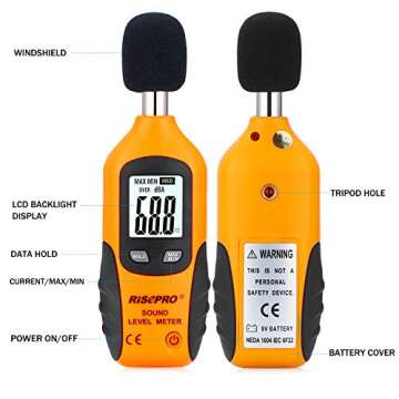 Decibel Meter, RISEPRO® Digital Sound Level Meter 30 – 130 dB Audio Noise Measure Device Backligh...