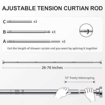 Ausemku Shower Curtain Rod – Rustproof, Adjustable & Easy Installation
