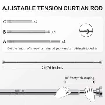 Ausemku Shower Curtain Rod – Rustproof, Adjustable & Easy Installation