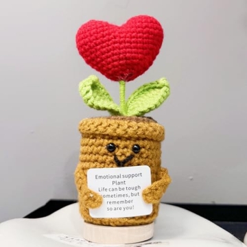Handmade Crochet Mini Positive Emotional Support Plant - Heart Decor