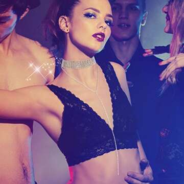 3 Pieces Layered Necklace Rhinestone Choker Layered Choker Necklace Double Crystal Fashion Multilaye...