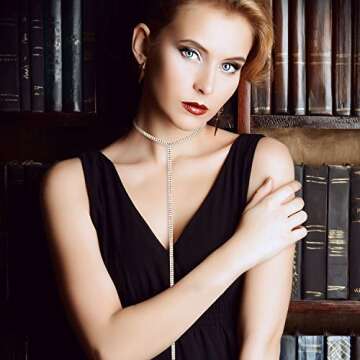 3 Pieces Layered Necklace Rhinestone Choker Layered Choker Necklace Double Crystal Fashion Multilayered Long Choker Necklaces Rhinestone Jewelry Necklace Chains for Women and Girls (Silver)