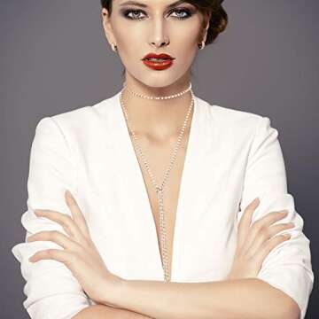 3 Pieces Layered Necklace Rhinestone Choker Layered Choker Necklace Double Crystal Fashion Multilayered Long Choker Necklaces Rhinestone Jewelry Necklace Chains for Women and Girls (Silver)