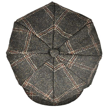 Mens Newsboy Cap High Woolen Tweed Gatsby Hat Ivy Cabbie Flat Golf Cap for Fathers Women Unisex XL