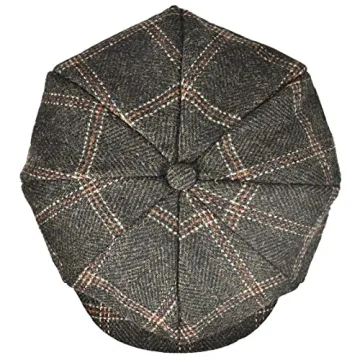 Mens Newsboy Cap High Woolen Tweed Gatsby Hat Ivy Cabbie Flat Golf Cap for Fathers Women Unisex XL