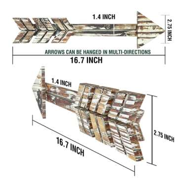 TREASURES DECK TreasuresDeck Wooden Arrow Wall Decor - Set of 2 ExtraLarge 16.7” x 2.5” Arrow Home Decor- Rustic Wall Decor Arrow, Fir Wood Arrows Farmhouse arrow decorations
