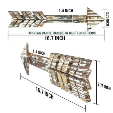TREASURES DECK TreasuresDeck Wooden Arrow Wall Decor - Set of 2 ExtraLarge 16.7” x 2.5” Arrow Home Decor- Rustic Wall Decor Arrow, Fir Wood Arrows Farmhouse arrow decorations
