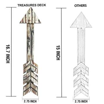 TREASURES DECK TreasuresDeck Wooden Arrow Wall Decor - Set of 2 ExtraLarge 16.7” x 2.5” Arrow Home Decor- Rustic Wall Decor Arrow, Fir Wood Arrows Farmhouse arrow decorations
