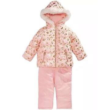 Carter's Girls' Toddler Two Piece Snowsuit Set, Leopard Light Pink, 3T