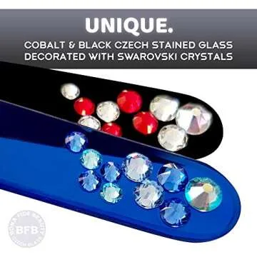 Crystal Nail Files with Case, Bona Fide Beauty Premium Swarovski Crystal Czech Glass Nail Files for Gentle Manicure Nail Care, File in Any Direction, Enjoy a Smooth Finish