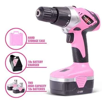 Stylish 18V Pink Power Drill Set for Women