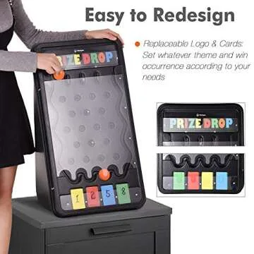 WinSpin Mini Tabletop Prize Drop Board Game Foldable Stand with 8 Playing Pucks for Live Stream Carnival Party Trade Show, (25"x14")