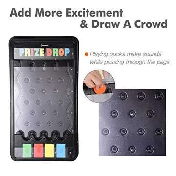WinSpin Mini Tabletop Prize Drop Board Game Foldable Stand with 8 Playing Pucks for Live Stream Carnival Party Trade Show, (25"x14")