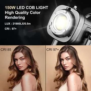 GVM 150W Video Light Kit, 2700K-7500K Continuous Lighting for Photography with Lantern Softbox&Stand, Bi-Color Studio Light Kit with Bluetooth Control, CRI 97+ 8 Scene Lights for Live Streaming White