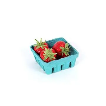 CucinaPrime Berry Basket, Vented, Green, 4"x 4"x 1.75" (1/2 Pint), 10 Pack