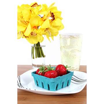 CucinaPrime Berry Basket, Vented, Green, 4"x 4"x 1.75" (1/2 Pint), 10 Pack