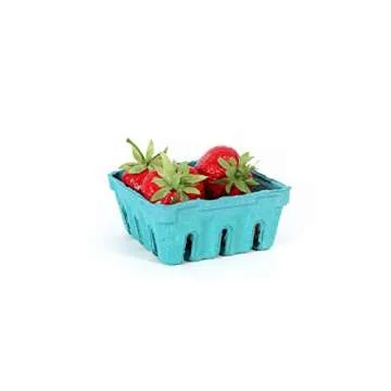 CucinaPrime Berry Basket, Vented, Green, 4"x 4"x 1.75" (1/2 Pint), 10 Pack