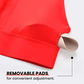 CRZ YOGA Butterluxe Womens Y-Back Racerback Sports Bra - Spaghetti Straps Wireless Scoop Neck Athletic Padded Yoga Tops Dark Red - Orangish Medium