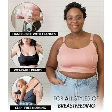 DAVIN & ADLEY Amelia Bralette. Hands Free Pumping Bra | Nursing and Pumping Sports Bra with no Clips, Adjustable. XS-3X