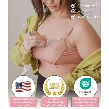 DAVIN & ADLEY Amelia Bralette. Hands Free Pumping Bra | Nursing and Pumping Sports Bra with no Clips, Adjustable. XS-3X