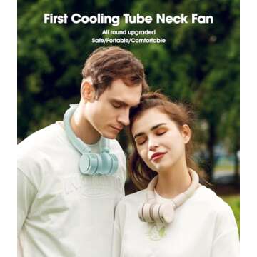 LEMOISTAR Portable Neck Fan - Hands Free Bladeless Fan with Adjustable 360° Cooling