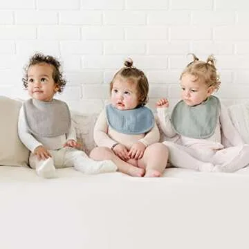 Konssy 6-Pack Muslin Baby Bibs for Boys & Girls, Soft Cotton Absorbent Drool Bibs, Bandana Bibs for ...