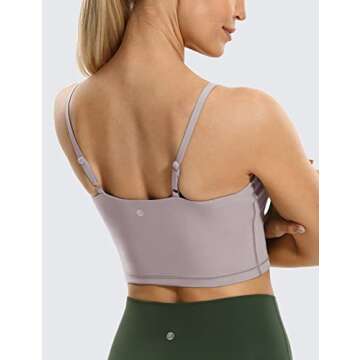 CRZ YOGA Women's Longline Yoga Bra Adjustable Straps Wirefree Padded Sports Bra Camisole Crop Tank Tops