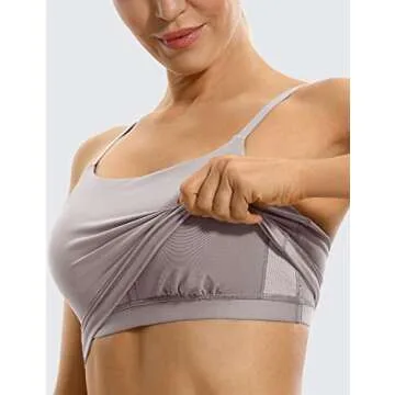 CRZ YOGA Women's Longline Yoga Bra Adjustable Straps Wirefree Padded Sports Bra Camisole Crop Tank Tops