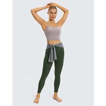 CRZ YOGA Women's Longline Yoga Bra Adjustable Straps Wirefree Padded Sports Bra Camisole Crop Tank Tops