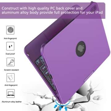 Case with Keyboard for iPad 10th Generation 10.9“2022，Touch Keyboard for iPad 10th Generation - 10 Color Backlight, 360° Rotatable Protective Cover with Pencil Holder for iPad 10.9 inch 2022